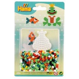 Hama Perlen 4187 Small Frog Set with Approx. 350 Colourful Midi Ironing Beads with Diameter 5 mm, Pin Plate, Including Ironing Paper, Creative Craft Fun for Young and Old