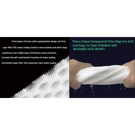 Craftsboys Aquarium Honeycomb Filter Socks, Aquarium Fish Tank Drawstring Filtration Sump Breathable Filtration Filter Cotton Water Cleaning (18*28cm, Honeycomb anti-overflow)