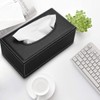 Uandhome Leather Tissue Box, Black Rectangle Tissue Paper Holder Box