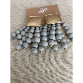 Plunder Design Fashion Jewelry Sonia Gold Wood Tassel Bead Drop Dangle Earring