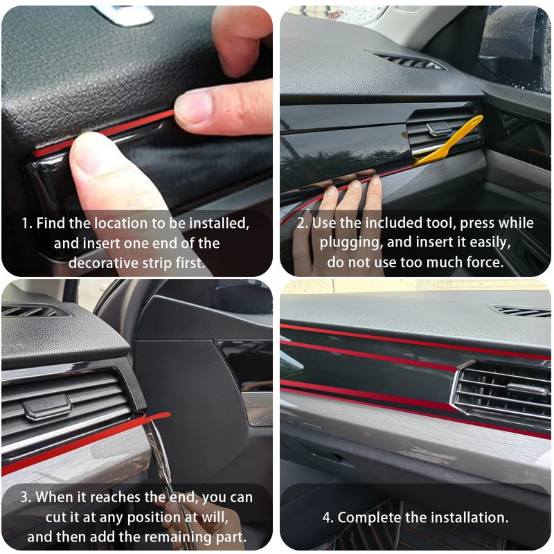OSIFIT Car Interior Trim Strips,Universal 33ft Car Electroplating Decoration Styling