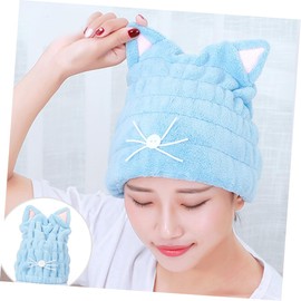 FRCOLOR Thick Soft Cat Ear Hair Cap 2Pcs Fast Dry Towels for Long Hair for Home Use Blue Pink