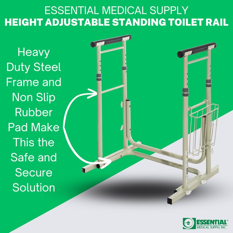 Essential Medical Supply Height Adjustable Standing Toilet Safety Rail -