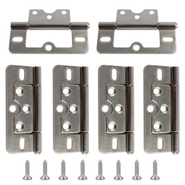 bociloy 6Pcs 3 Inch Non-Mortise Hinge, Silver Iron Cabinet Hinges, Modern, Industrial Style