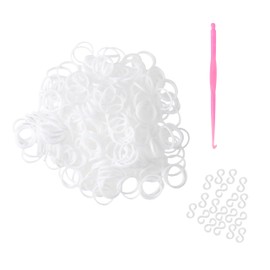 300 White Loom Bands Refill Pack with Hook Tool and Clips Art Craft Friendship Bracelet Jewellery Making Childrens Game