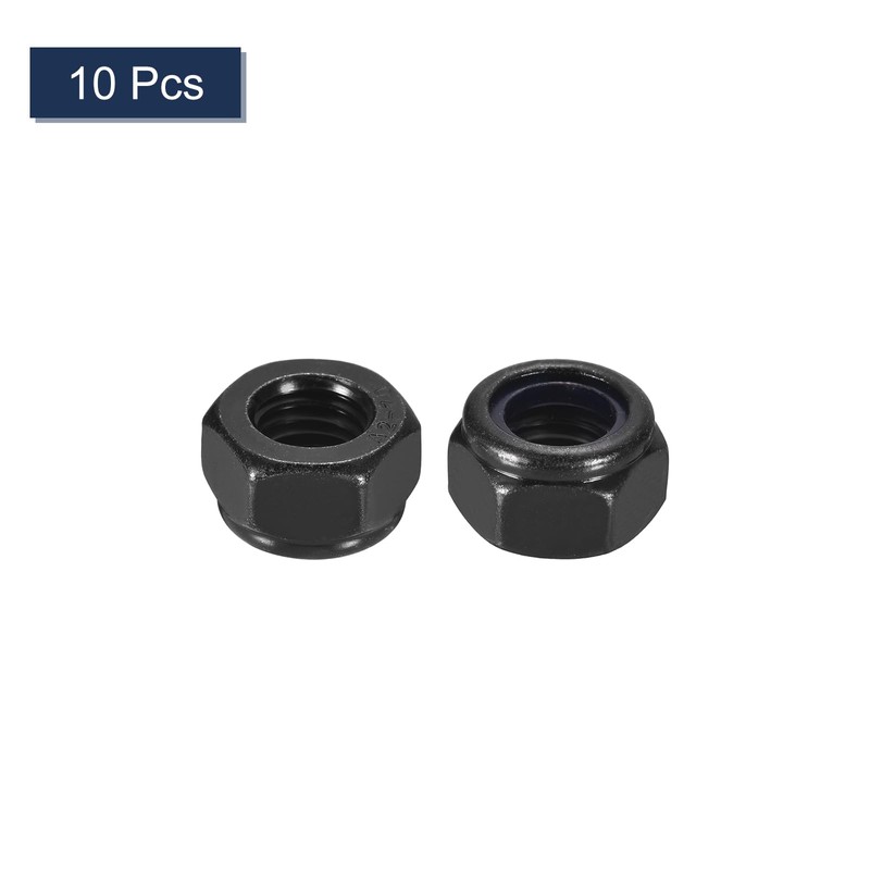 sourcing map 10Pcs M12 x 1.75 Nylon Insert Hex Lock