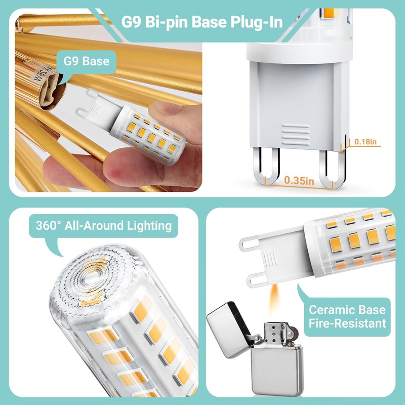 TJOY G9 LED Bulb 4W, 3000K Soft Warm White 6