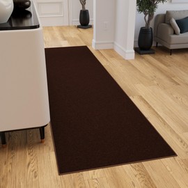 Ottomanson Hallway Runner Rug 2'7" x 9'10" Non Slip Solid Area Rugs Easy to Clean Laundry Rug Runner Durable & Pet Friendly Floor Carpet Runners for Hallways Entryway Living Room Kitchen, Brown