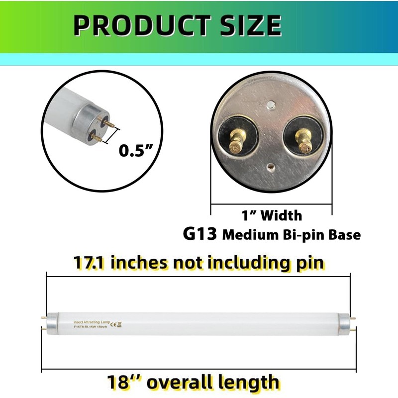 amgolibi 18 Inch 15 Watt U V/A Black Light Bulb
