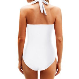 Tempt Me Women One Piece Swimsuits Tummy Control Bathing Suits Push up Full Coverage Swimwear, White, Large