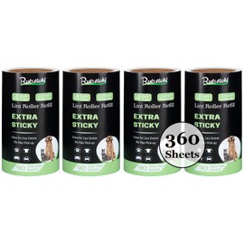 4 inch Lint Roller Refill for PetLovers Evercare Lint Rollers and More, Pack of 4 Extreme Stick Lint Roller Refill Rolls for Pet Hair, 90 Sheets per Refill, Total 360 Sheets (Inside Dia. 1-1/2 inch)