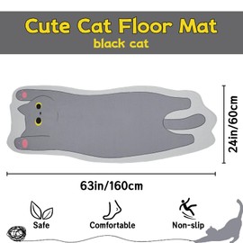 NIGOWAYS Cat Mat - Cute Doormat,Non-Slip Long Cat Rug for Sofa, Floor Rugs for Bedroom, Entrance,Living Room, Kitchen,Grey,24''x 63''