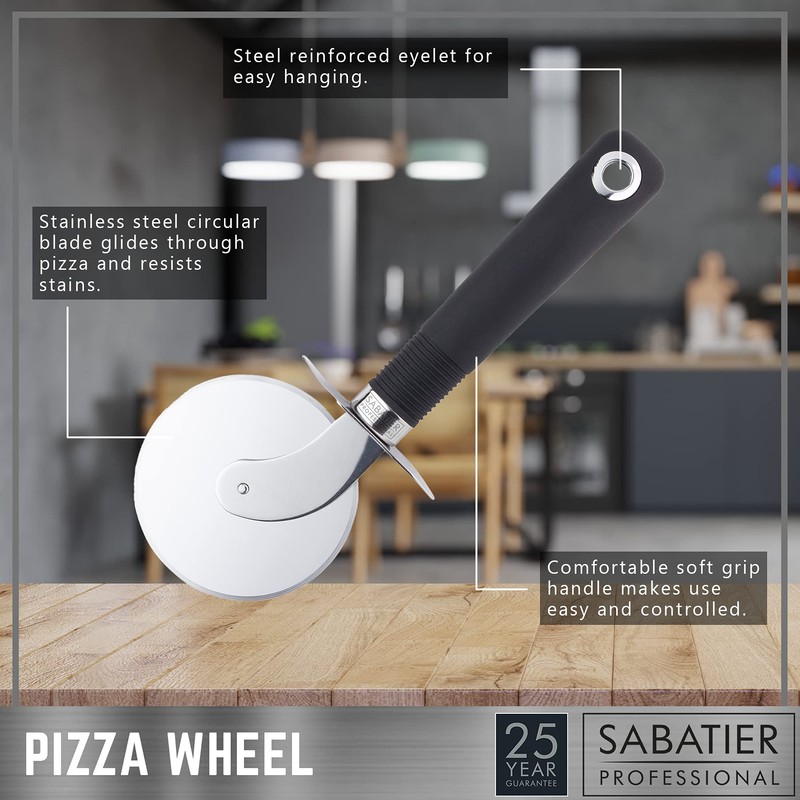Sabatier Professional Pizza Cutter Wheel - Stainless Steel Construction. Dishwasher