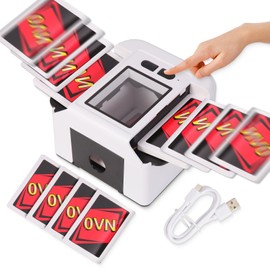 Rechargeable Automatic Card Shuffler for 2 Decks, 2000mAh Built in Battery USB-C Charge, Low Noise Fast Shuffle, Smart Auto Shuffler for UNO Poker Blackjack Skip-Bo Texas Hold'em Canasta Skyjo(White)