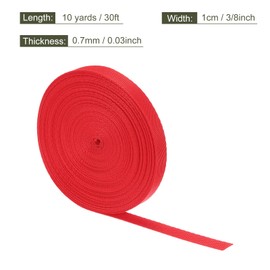 sourcing map Flat Nylon Webbing Strap 3/8 Inch 10 Yards Polypropylene Webbing Bright Red for Backpack, Luggage-rack, Outdoor Climbing, DIY Craft