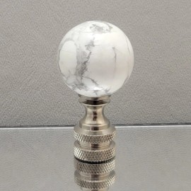 Unbranded Howlite Marble Gemstone 1" Ball Lamp Finials Nickel/Polishe - Howlite/Nickel