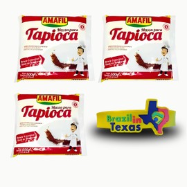 Massa para Tapioca Amafil 500g | Pack 3x500g | Brazilian Hydrated Manioc Starch + Silicone Bracelet Souvenir | Brazil in Texas | Bundle