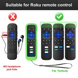 (Pack of 2) Remote Cover Case for Roku TV Remote Control/Silicone Protective Sleeve Skin - Glow in The Dark (Green/Blue)