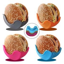 RZJZGZ 4 Pcs Retractable Reusable Burger Holders Hamburger Sandwich Fixed Box Clip Rack Hamburger Bun Shell