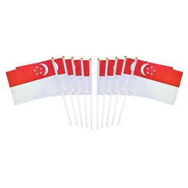 10 Pack Singapore Singaporeans Flags on Stick 5x8 Inch,Patriotic Decorations,Classroom Decor,Small Mini Flags on Sticks,Flag Decorations for Party.