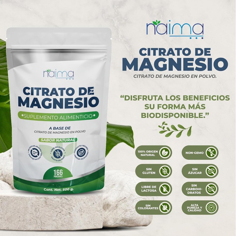 NAIMA Citrato de Magnesio en Polvo, 150 g Suplemento Alimenticio