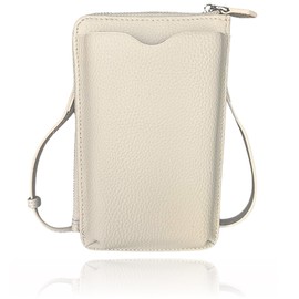 [VIVEL] Smartphone Pouch, Women's, Genuine Leather, Wallet, Shoulder Bag, Cross-body Vertical Wallet, Smartphone Pochette, Smartphone Bag, Lightweight, Mini Shoulder Pouch, Shoulder Bag, white