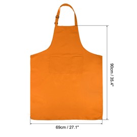 HARFINGTON 2 Pack Kitchen Cooking Aprons 90x69cm Adjustable Bib Waterproof Chef Apron with 3 Pockets for Men Women Chef, Orange
