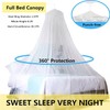 Eimilaly Bed Canopy Mosquito Net with 250pcs Warm White Curtain
