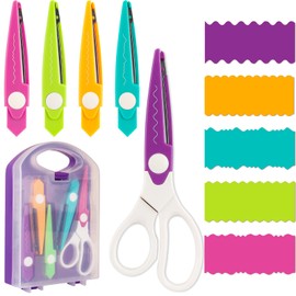 5 Pairs Craft Scissors Decorative Edge, Scissors for Crafting, Craft Scissors, Zig Zag Scissors Assorted Paper Edger Pattern Scissors for Office, School, Scrapbook Paper Quilling (Purple)