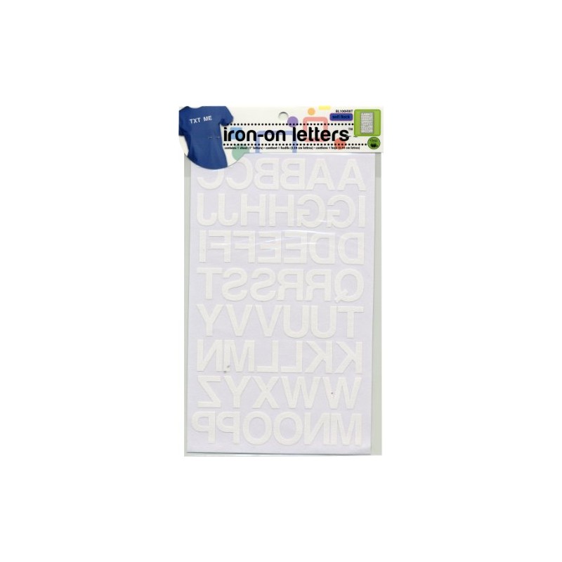 Dritz BL100HWT Iron-on Letters, Soft Flock, Block, 1-Inch, White (1-Sheet)