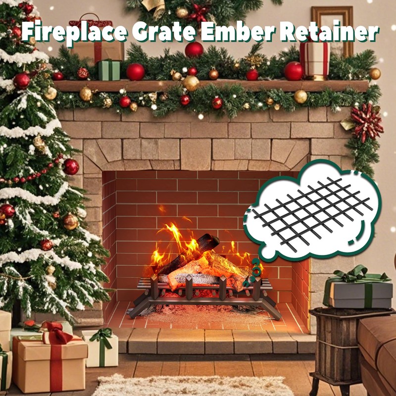 Memrita Fireplace Grate Ember Retainer, 16'' x 10'' Heavy Duty
