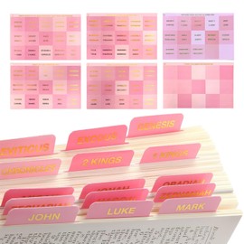 Bible Tabs for Women Study Bible Journaling Supplies Large Print, Old and New Testament Studying with Blank Laminated Bible Tabs Pink, 90 Tabs in Total, Gold Foil Letters, 1.53x1.26 in