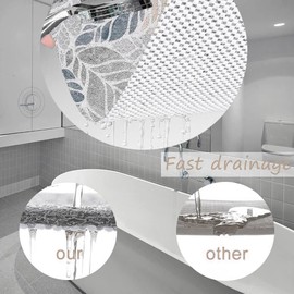 Shower Mats for Inside Shower, Square Loofah Shower Mat Non Slip Anti Mould for Elderly, Quick Dry Soft Bath Mat (Leaf, 60 x 60 cm)