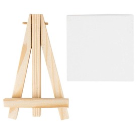 Ideen mit Herz Mini Easels with Canvas | Mini Canvases on Stretcher Frame, White | Wooden Easels | Table Decoration (Canvas 7.5 x 7.5 cm | Easel 12.8 x 7.5 cm | Pack of 4)
