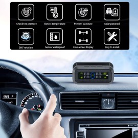 Car Wireless Solar TPMS LCD Tire Pressure Monitoring System + 4 External Sensors