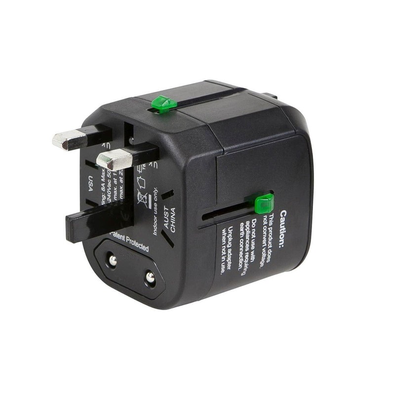 Monoprice Compact Cube Universal Travel Adapter, Supports International Power Outlets,