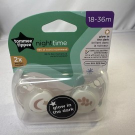 Tommee Tippee Tinker Tippee Night Time Pacifier 2 PK Glow In The Dark 18-36 Mo Baby Comfort