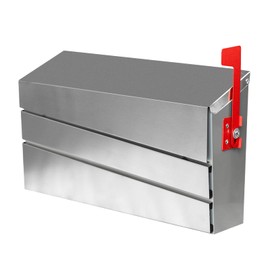 xhlokk Wall Mount Mailboxes, Stainless Steel Panel Metal Mailboxes for Outside, Large Capacity Galvanized Steel Rust-Proof Lockless Morden Mailbox, with Flag