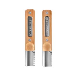 MPP Pro Quality Stainless Steel Durable Wood Handle Dog Groomers Stripping Knives (Full Set - Both Sizes)