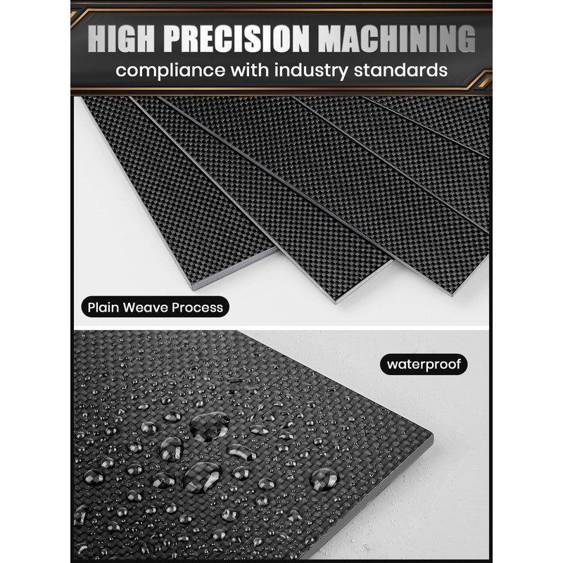 Kalolary Carbon Fiber Board, Real Carbon Fiber Sheets 0.5mm-5mm, 100%