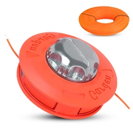 Grass Trimmer Replacement Spool Head M10 x 1.25 Left-Hand Thread with 15m 2.4mm Strimmer String Wire for Brush Cutter Universal Mowing Head, Color Orange