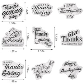 Hying Thanksgiving Words Clear Stamps for Card Making, Fall Give Thanks Letters Rubber Stamps Blessing Words Transparent Stamp Seal for Crafting DIY Scrapbooking Photo Album Decorations