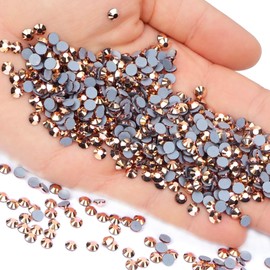 1500 Pieces Hot Fix Glass Flatback Rhinestones HotFix Round Crystal Gems (Rose Gold, SS16)