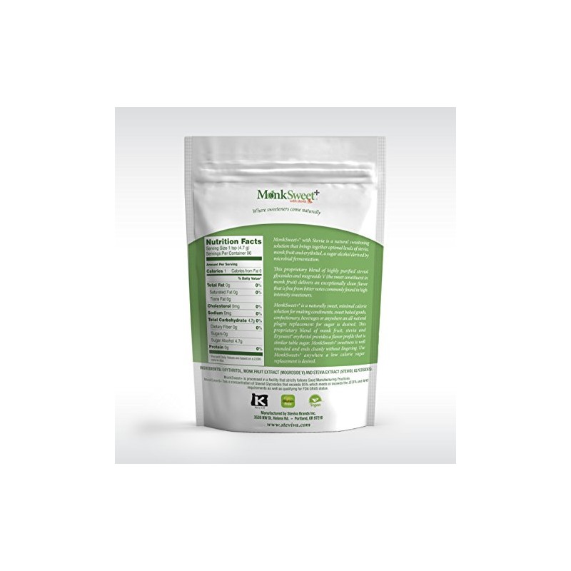 MonkSweet Plus - 1 lb bag/6 pack Monk Fruit, Stevia