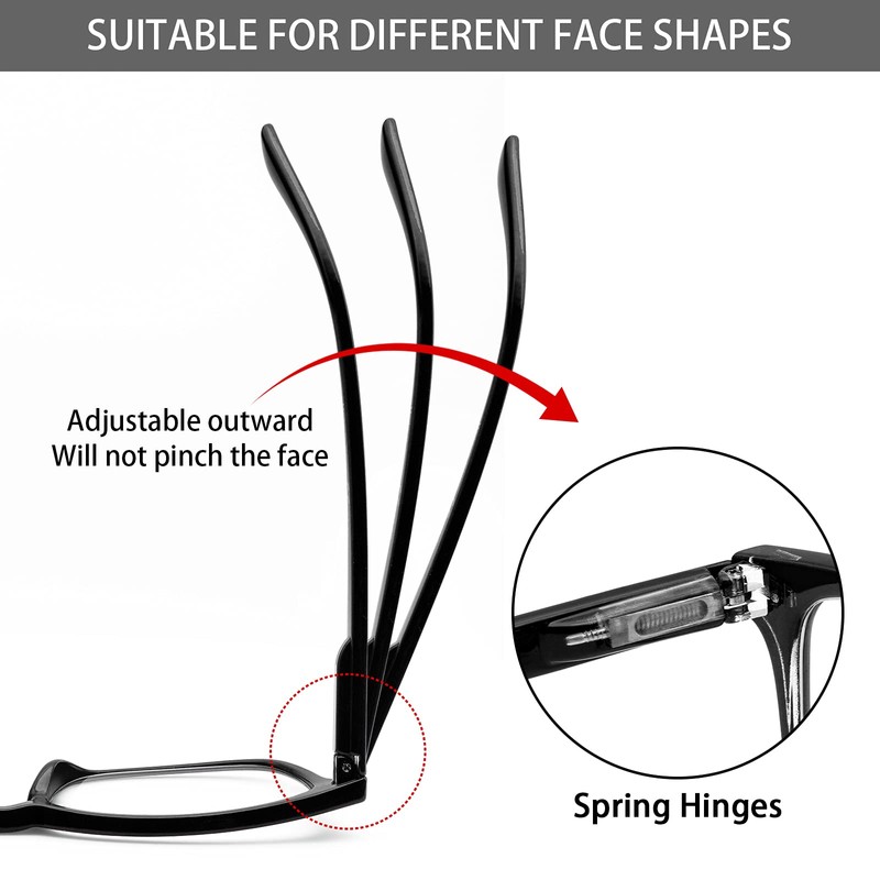 VIDEBLA 5 Pack Blue Light Blocking Reading Glasses,Spring Hinge Computer