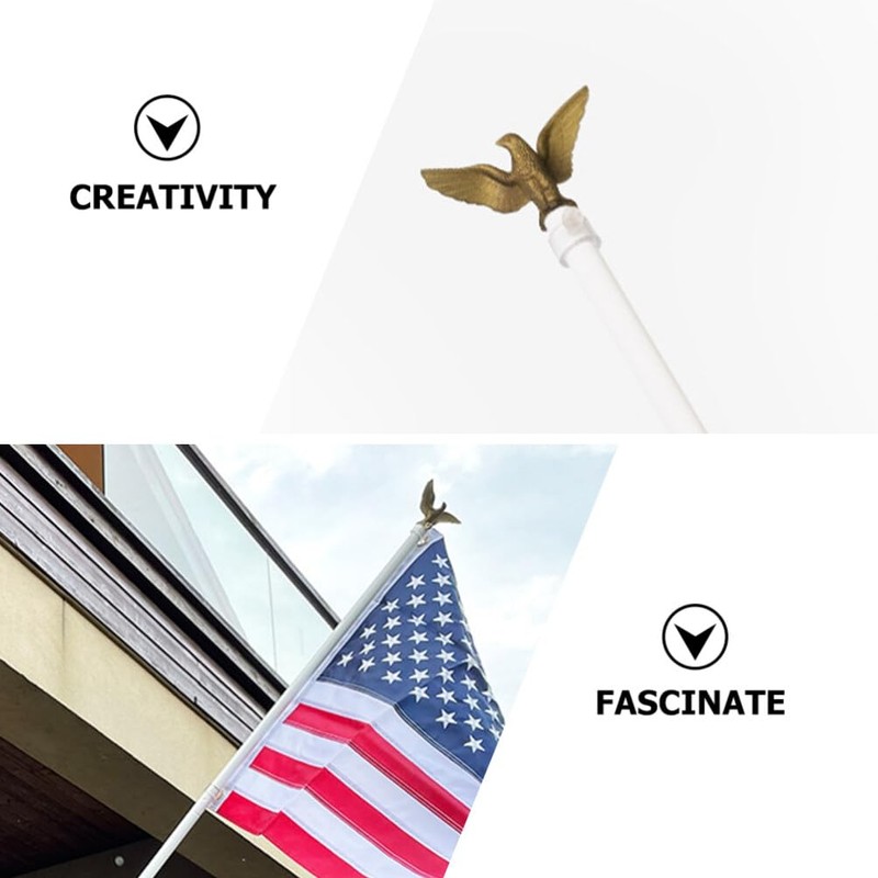 Yardwe 4 Pieces Eagle Flagpole Head Metal Flagpole Outdoor Flag