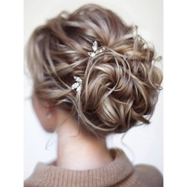 Evild - Horquillas para el pelo de novia de cristal para novia (3 unidades), color plateado