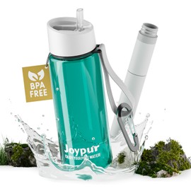 Joypur Water Bottle with Filter Outdoor Survival 650 ml Water Bottle with Filter Outdoor Water Filter Drinking Water Bottle with 4 Layers of Filter Materials for Sports Camping Hiking etc. (Green)