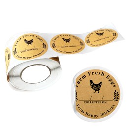 Farm Eggs Laid On Stickers Collected Date | 350 pcs roll | 2” Minimalist Kraft Paper Brown Handling Instructions Card for Egg Carton to Sell Label from Happy Chickens Write in How to Handle Eggs