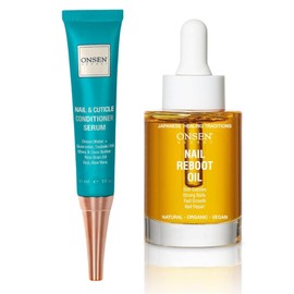 Onsen Secret Nail Reboot Duo - Treatment for Damaged Nails - Natural Nail Care & Cuticle Repair - Visible Results For Perfect Nails, Cuticle Conditioner Cream 30ml & Nail Reboot Oil 30ml